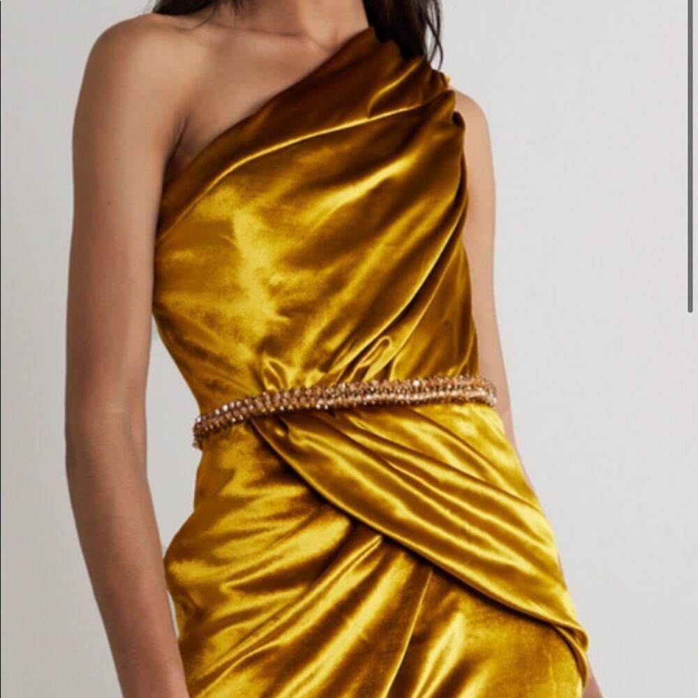 Ralph & Russo Swarovski crystal velvet draped mini